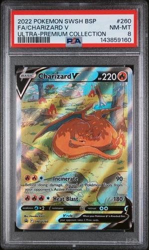 2022 POKEMON SWSH ULTRA-PREMIUM COLLECTION #260 FULL ART/CHARIZARD V PSA 8