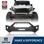 Stubby Steel Front Bumper with Bull Bar & Winch Plate fit 07-18 Jeep Wrangler JK