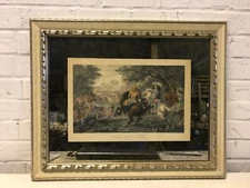 Antique Hand Colored Engraving Military Print Combat Pres Du Canal de Bruges