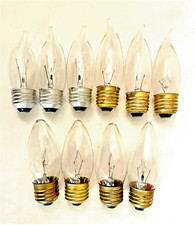 Mix Lot 10 Standard Base Clear Light Bulb Blunt Flame Tip Ceiling Fan Hallway