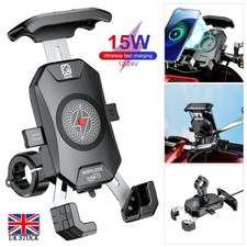 NEW Motorcycle Phone Holder Charger 15W Fast Wireless Charger Motorbike Mount