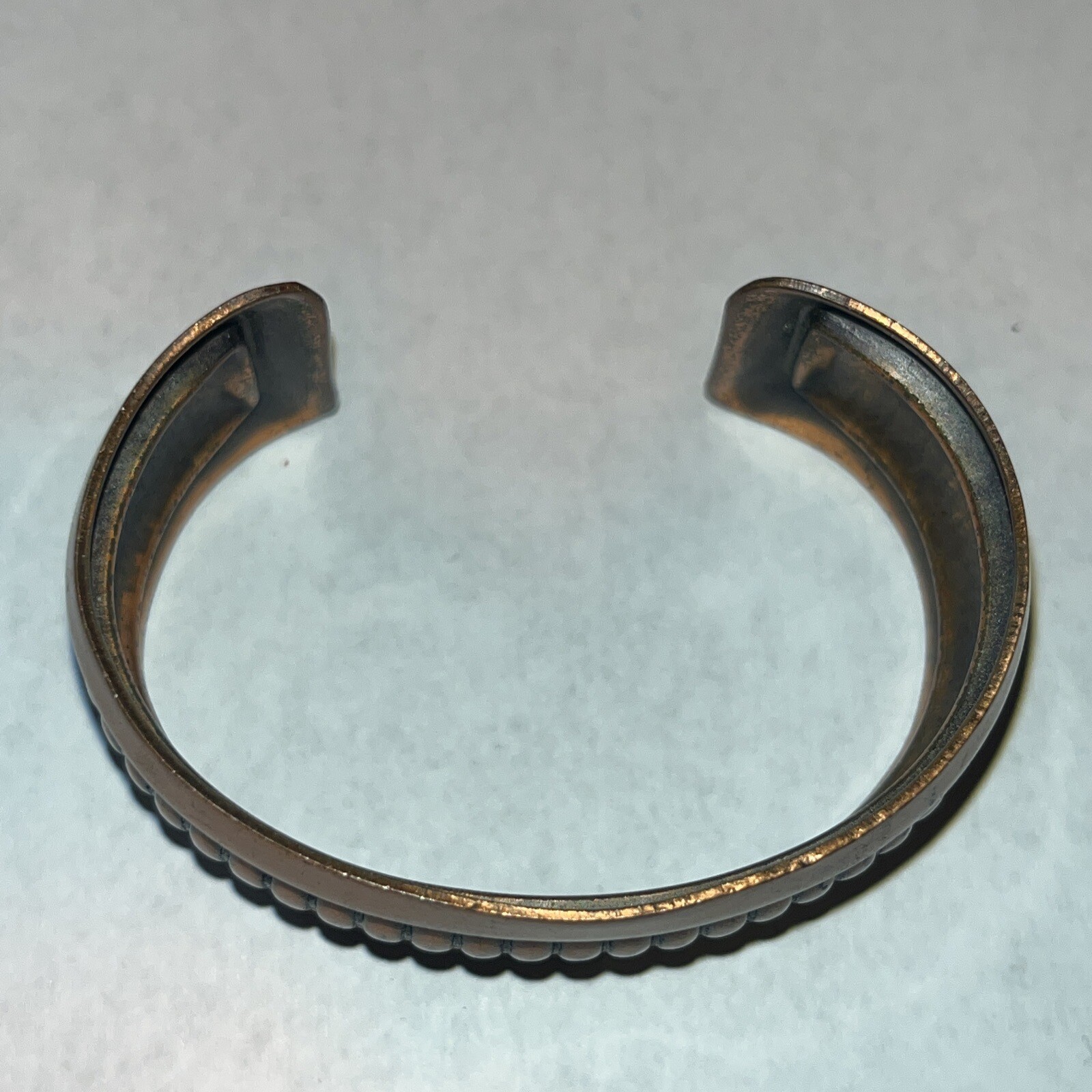 VTG Solid Copper Cuff Bracelet Ribbed Design Hand… - image 2
