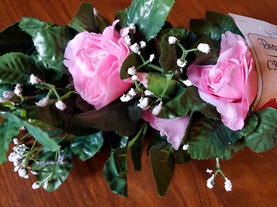 Roses with Babysbreath Floral Swag/Crescent, ASST, NWT | eBay