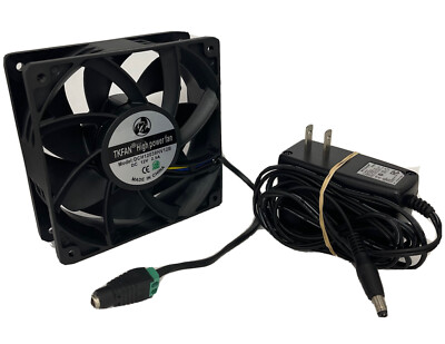 285 CFM ULTRA HIGH SPEED FAN 120x38mm 12V + POWER SUPPLY + DC adapter plug