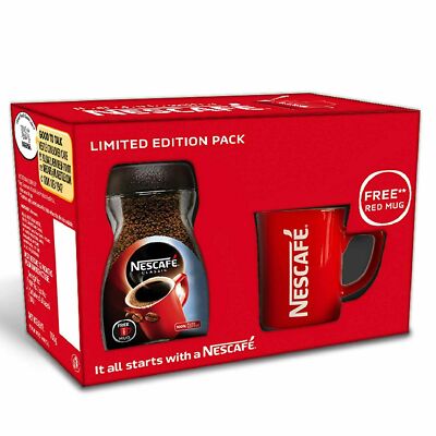 NESCAFE Classic Instant Coffee, 100g Jar with Free Red Mug