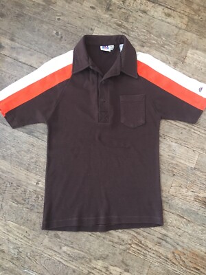 Vtg 1970s 1980s Sundek Op Look Brown Orange Polo Shirt Mens M Beach Surfer  Skate