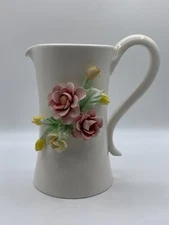 VTG Flower Pitcher I Borbone Made In Italy Capodimonte by Mollica 1842 ~ READ