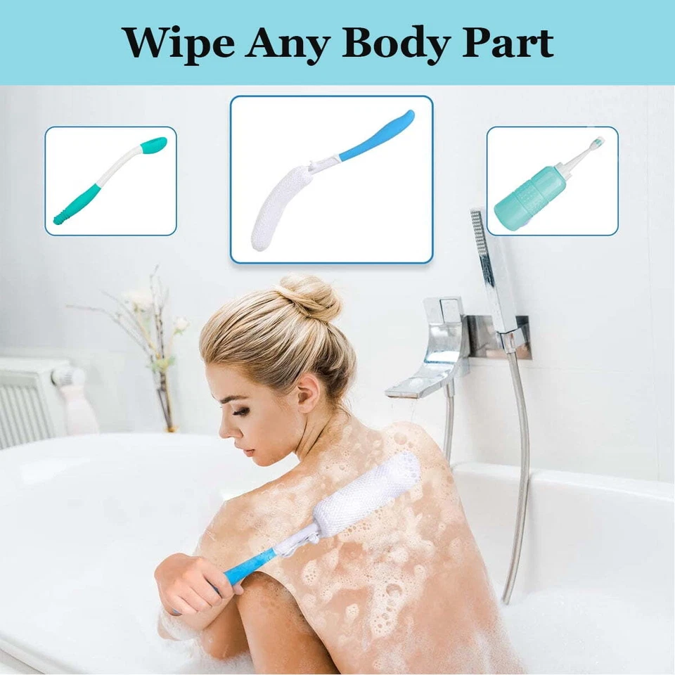 Toilet Aid Set for Wiping,Long Handle Butt Wiper Body Shower Brush & Toilet Aids - Image 2 of 4