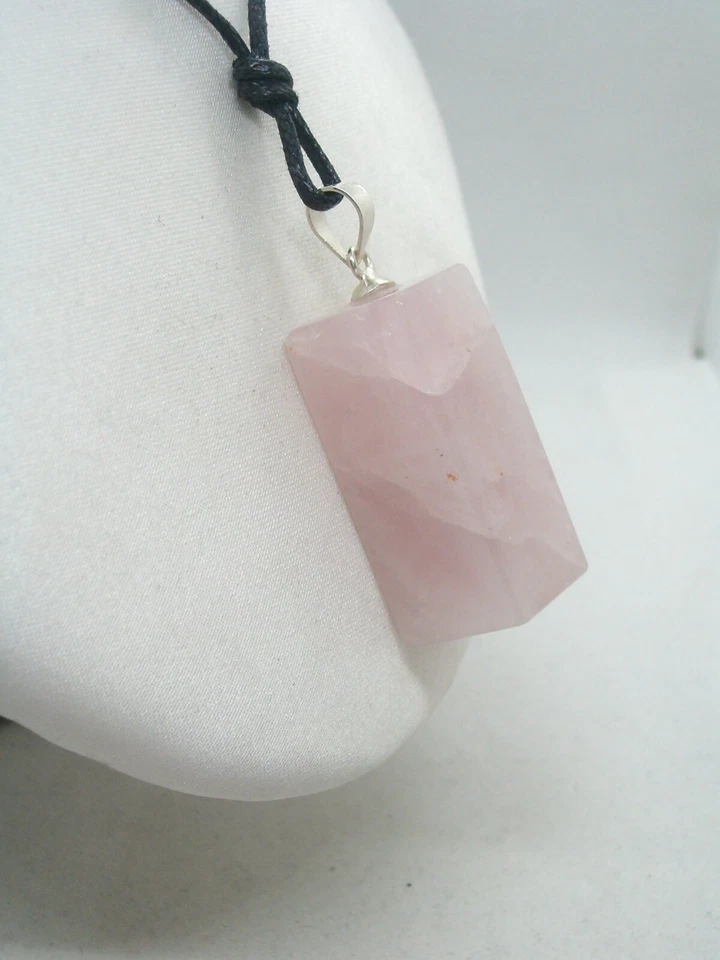 Ciondolo in ARGENTO 925 con QUARZO ROSA naturale - pendente Pietra Dura - - Immagine 3 di 4
