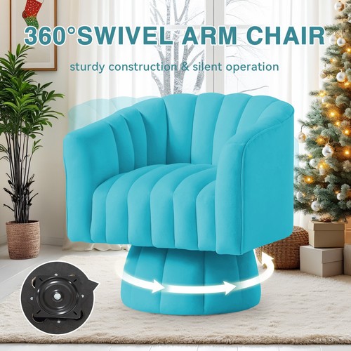 360° Swivel Barrel Chair, Modern Velvet Accent Chair With Wide Upholstery - Picture 99 of 133