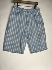 Vintage Bill Blass Shorts Womens 14 Blue Denim High Waisted Striped Y2K