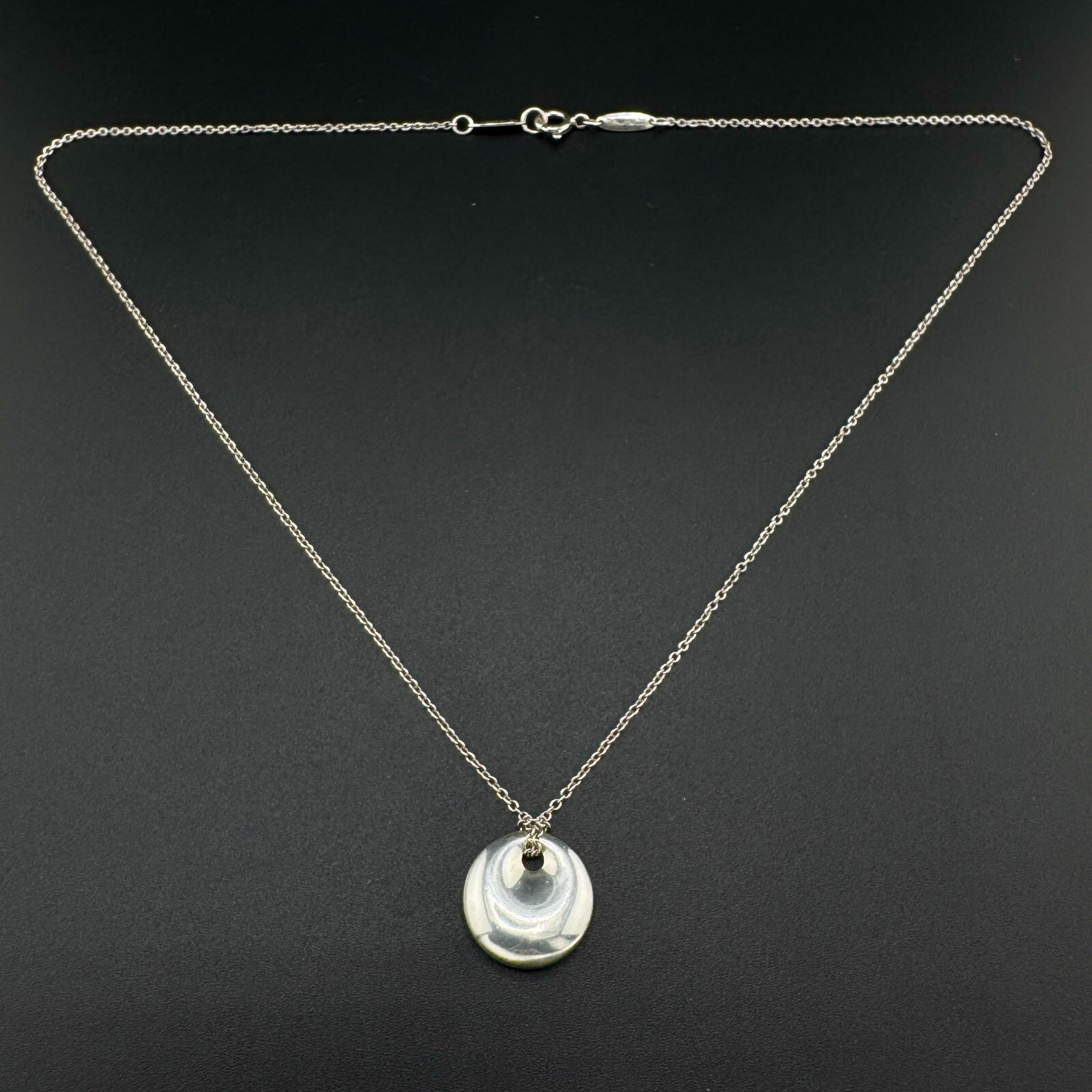 TIFFANY CO ELSA PERETTI ROUND DISC PENDANT NECKLACE STERLING