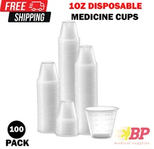 New Sleeve of 100 Medicine Cups Plastic Graduated 1 Oz 100/sleeve