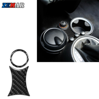 mini r56 cigarette lighter 2Pcs Carbon Fiber Cigarette Lighter Cover Decor Trim For MINI Cooper R55  R56 R57