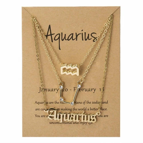 3Pcs/Set 12 Constellations Pendant Necklace Horoscopes Zodiac Women Choker - Picture 12 of 48