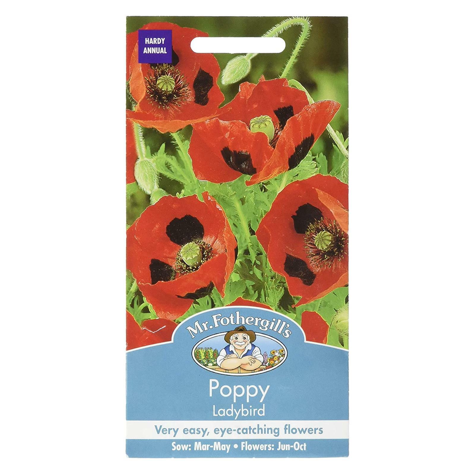 Mr Fothergills Flower Seeds Poppy Ladybird Red Black Hardy Annual Easy To Grow