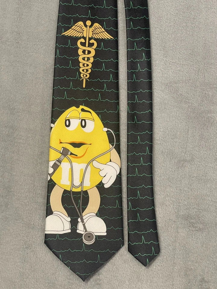 Corbata Ralph Marlin para Hombres 57” x 4” Negra M&Ms Mars Co Doctor Gran Diseñador Gráfico Foto 2 de 4