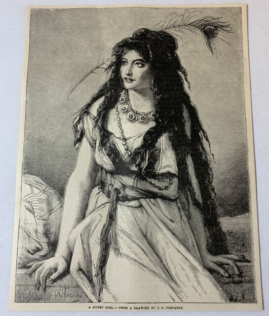 1885 Zeitschrift Gravur ~ Ein Gypsy Mädchen