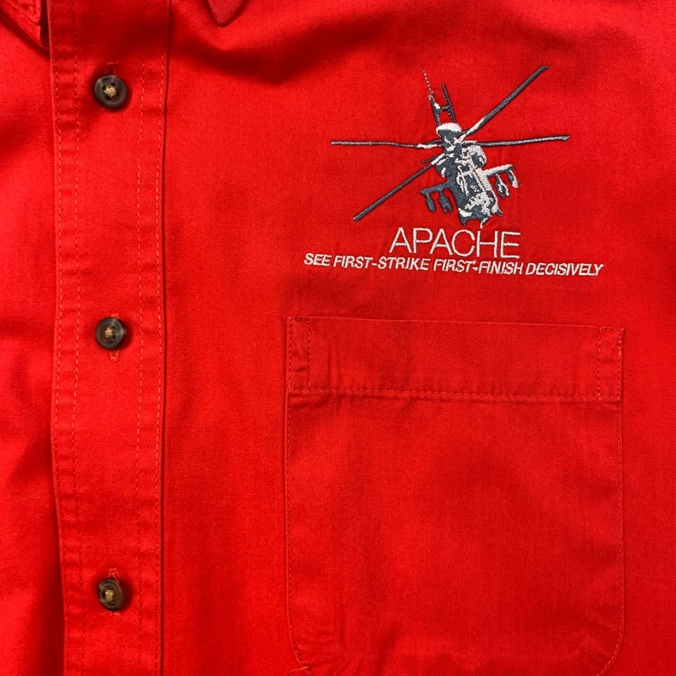 Apache Helicopter Boeing Shirt Mens M Medium Button Down Long Sleeve Velocity - Image 3 of 4