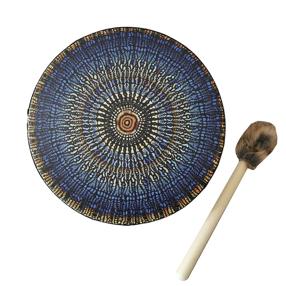 Tambour 25 Cm Avec Manche Tambour, Tambour Chamanique En Bois