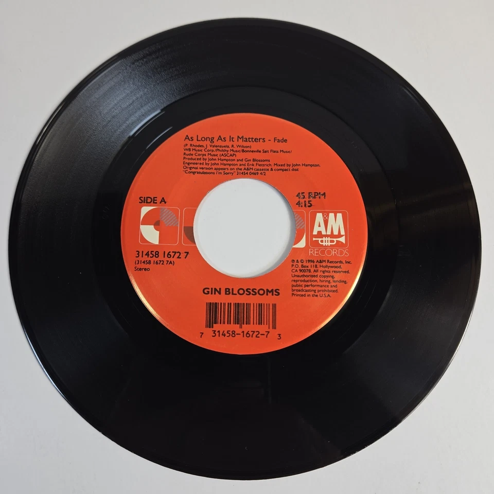 Gin Blossoms "Allison Road" 45 Vg+ Tested Jukebox 1996 Foto 3 de 4