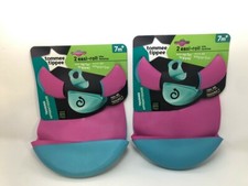 Tommee Tippee Easi-Roll Up Bib, Crumb Drip Catcher, Pink Blue, 4 Count