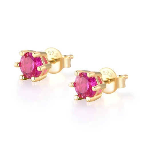 Ladies 9 Carat Gold on Sterling 925 Solid Silver 1 Carat Ruby Stud Earrings - Picture 4 of 4