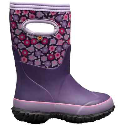 BOGS Purple Grasp Flowers 78759 Waterproof Insulate Rain Boots Shoe Youth Kids 6