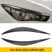 Carbon Fiber Headlight Eyelid Trim Cover Car Eyebrows For INFINITI Q50 2014-2022