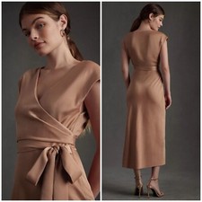 BHLDN Dress size 2 Satin Midi Wrap Dusty Rose Pink