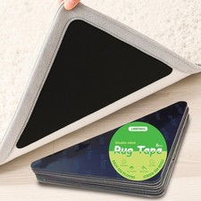 8 PCS Triangle Rug Tape, Double-Sided Non Slip Carpet Grippers, No Residue No
