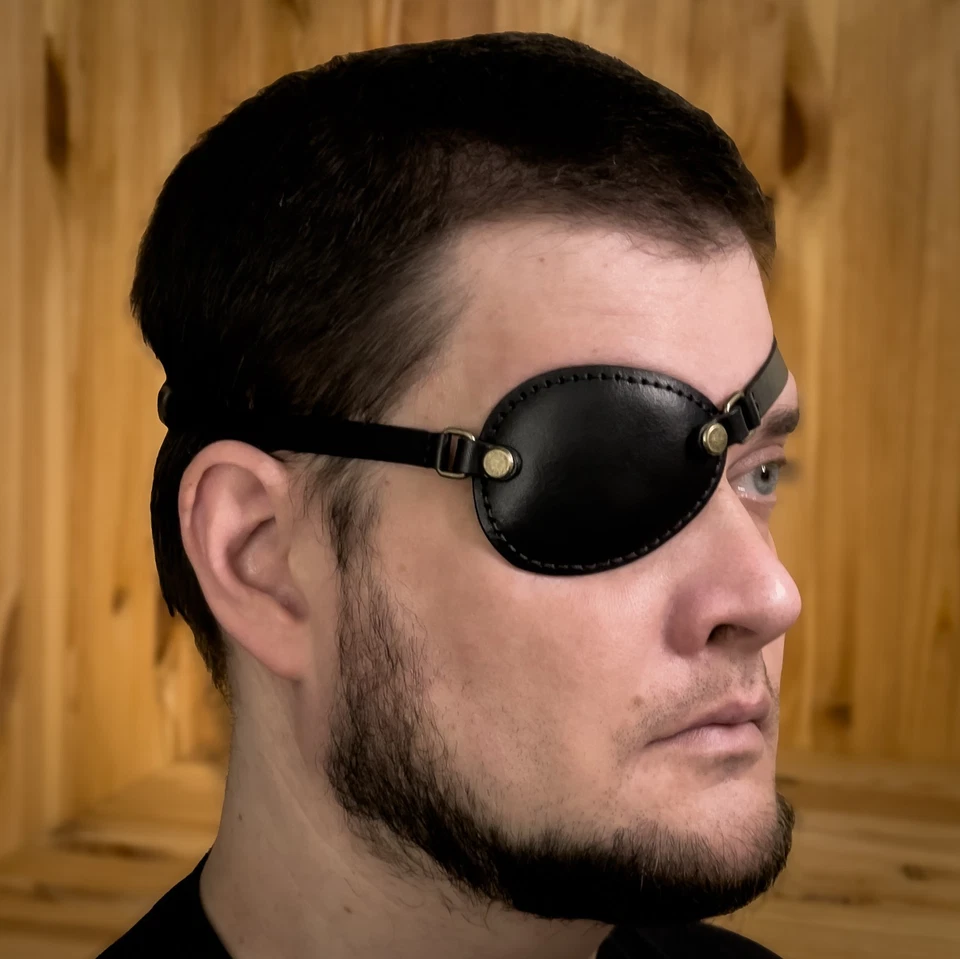 4 in 1 kit, occluder black leather eye patch, pirate eye patch, cosplay - Image 3 of 4