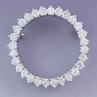 2.00Ct Round Cut Moissanite Circle Wedding Brooch Pin 14K White Gold Plated