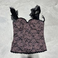 Frederick s Of Hollywood Lace Underwire Corset Pink Black SZ Small 8071 Lingerie
