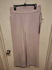 DG2 Diane Gilman NWT Lilac Wide Leg Crepe Knit Pull-On Pants Sz M Casual Career