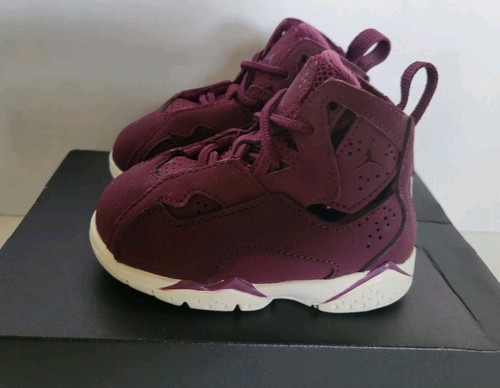 JORDAN Toddler True Flight BT Sneaker Size 4c EU 21 Bordeaux Burgundy 343797-625 - Picture 3 of 9