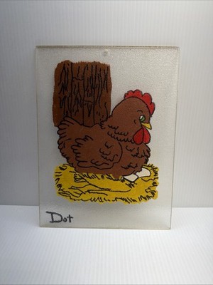 Vintage Hand Painted Chicken  Sublimated Plastic Cutting Board