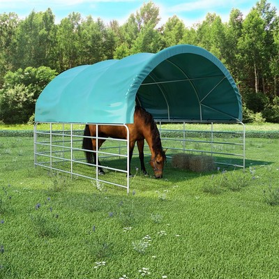 Weidezelt PVC Weidehütte Unterstand Weideunterstand Pferde Outdoor 3,7x3,7m
