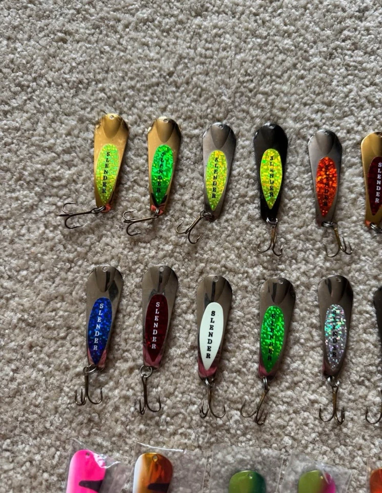 Cucharas delgadas personalizadas Jigs & Spins de 1/4 oz. LOTE de 20 Colores Varios (Lote 2) Foto 2 de 4