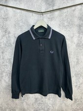 Fred Perry Polo LS Vintage anni 90 Made in Italy Etichetta Verde Uomo Taglia 44" 102 (M)