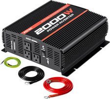 2000W Power Inverter 3 AC Outlets 12V DC to 110V AC Car Inverter with 2A USB Por