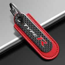 Honda Type R Real Carbon Fiber Red Leather Car Logo Keychain Key Ring Honda Type R Real Carbon Fiber Red Leather Car Logo Keychain Key Ring