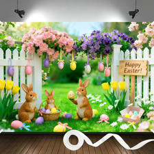 8X6Ft Easter Backdrop Spring Backdrops for Photography Polyester Happy Easter Ba