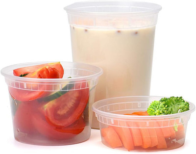 Glotoch 48 Pack (Mixed) 8 oz, 16 oz. and 32 oz. Plastic Food and Drink Storage C