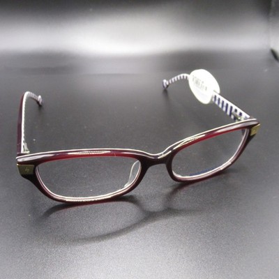 Jonathan Adler JA303 Burgundy White Blue Stripe Full Rim Eyeglass Frames