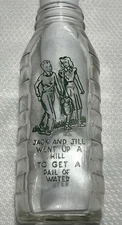 Samuel Callet Company Jack and Jill Nursery Rhyme Glass Nursing Bottle VINTAGE