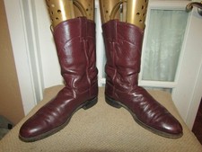 Justin Burgundy Leather Roper Pull On Cowboy Western Boots L3068 Womans Sz 6.5 B