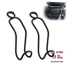 Car Headrest Hooks for Purse and Bag - 2 Pack - Large Black Leather - Car Seat