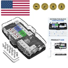 Fused Power Distribution Block Car Audio Fused Distribution Block 12V 0/4 Gau...