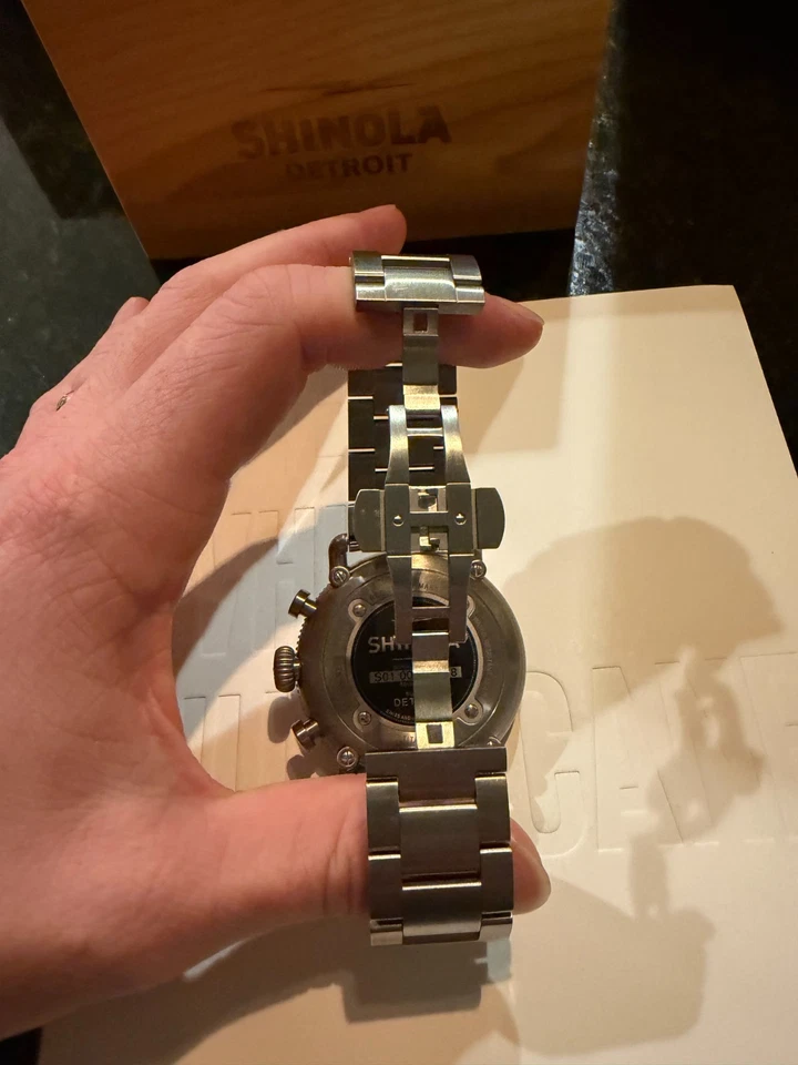 Juego completo de cronógrafo deportivo Shinola Detroit blanco Hurricane Runwell 48 mm todo titanio Foto 4 de 4